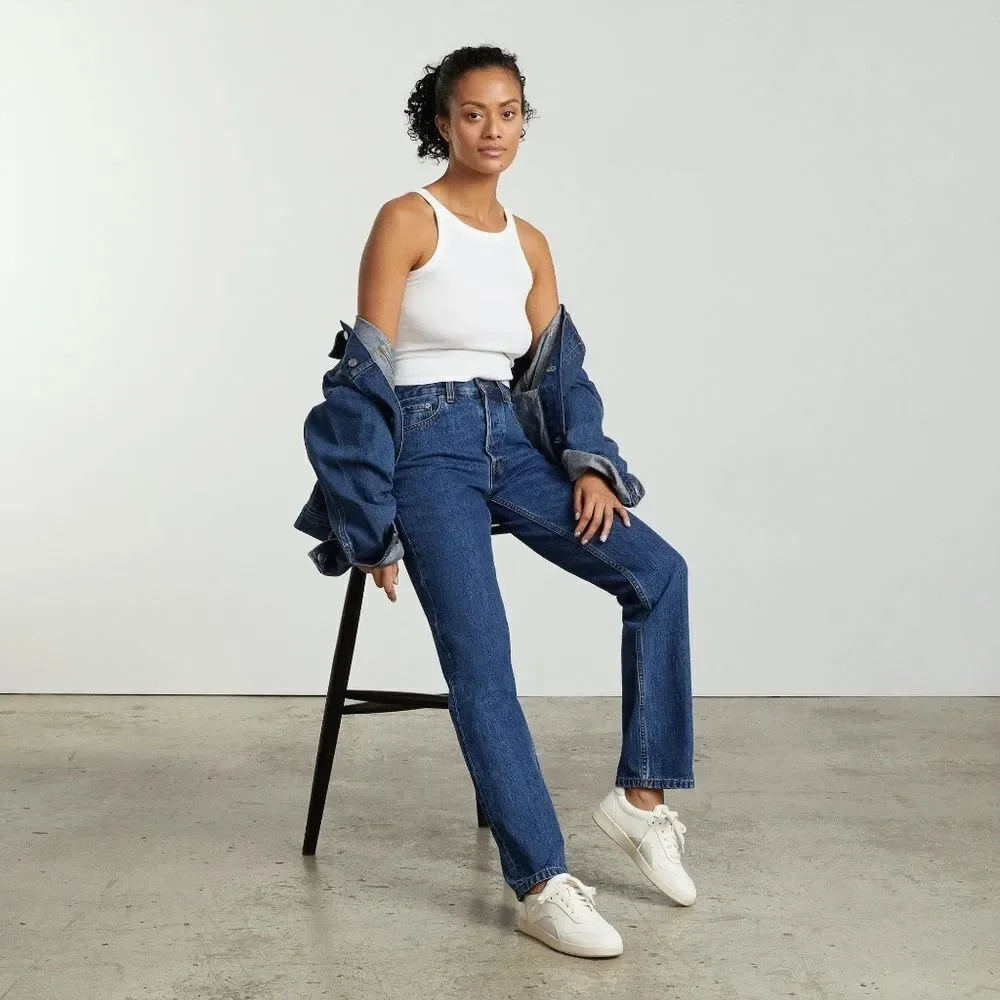 Everlane Mid Rise Dark Wash Slim‎ Straight Jeans Sz 26